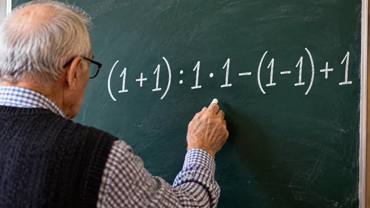 Решите пример со школьными скобками: (1 + 1) : 1 · 1 − (1 − 1) + 1 — легко ли получить ответ?
