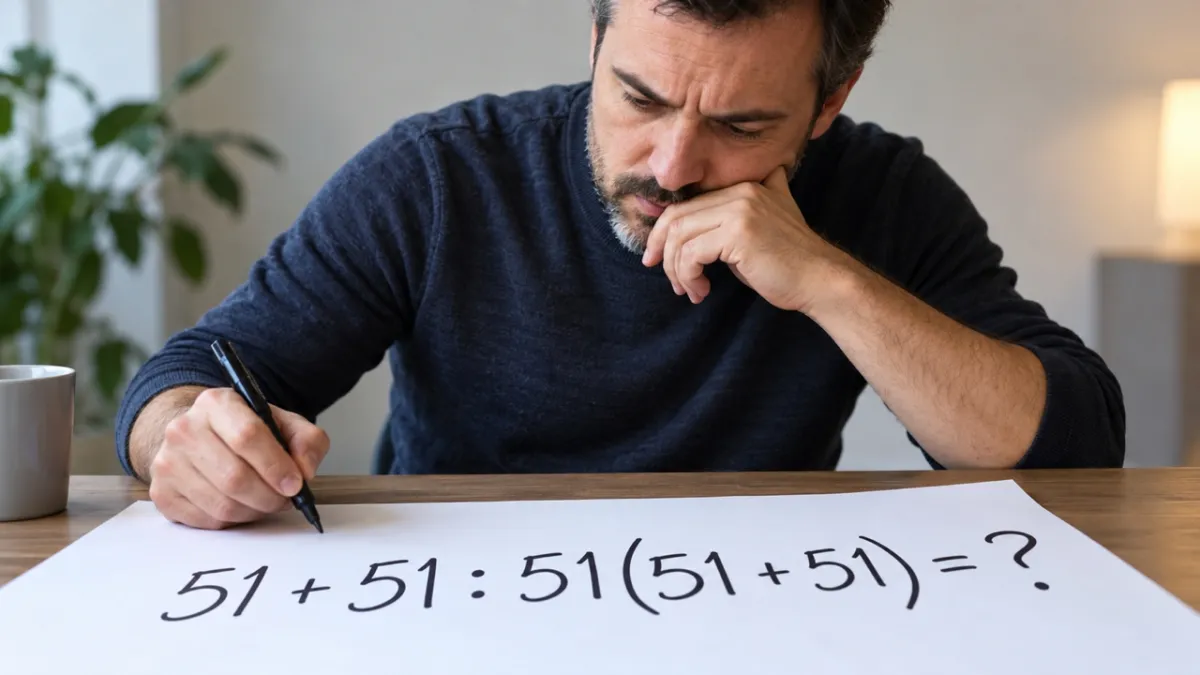 Решите математический челлендж за 30 секунд: 51 + 51 : 51(51 + 51) = ?