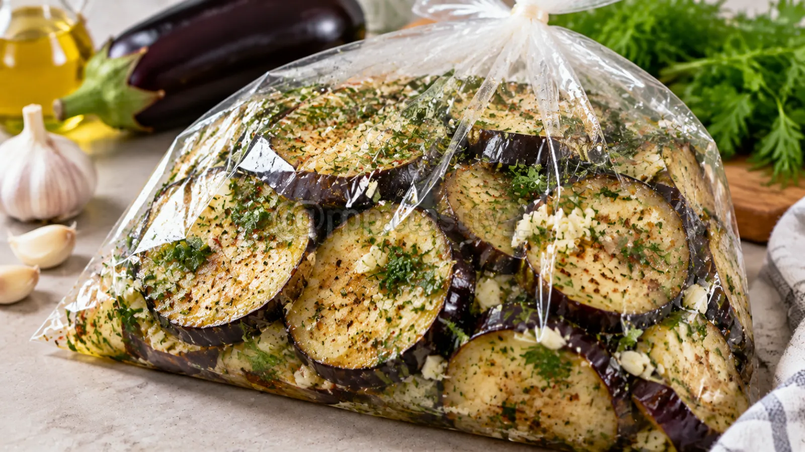 Вместо жарки — пакет и час в холодильнике: вкуснейшие баклажаны с чесноком