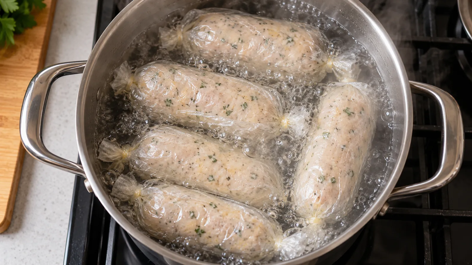 Вместо покупных колбас с добавками — домашние из курицы: только мясо, специи и сливки