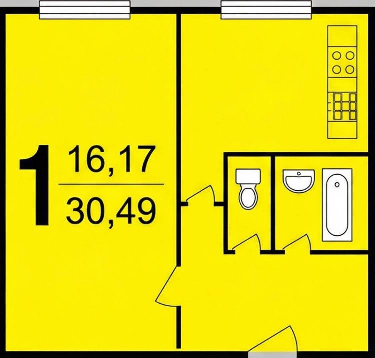 планировка однокомнатной квартиры К-7