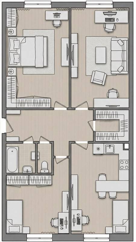 план трехкомнатной квартиры К-7